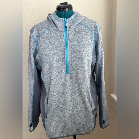 Cabelas Hoodie Sweater Women Plus 2XL Gray Blue XPG 1/2 Zip Knit Fleece Outdoors - Picture 1 of 9